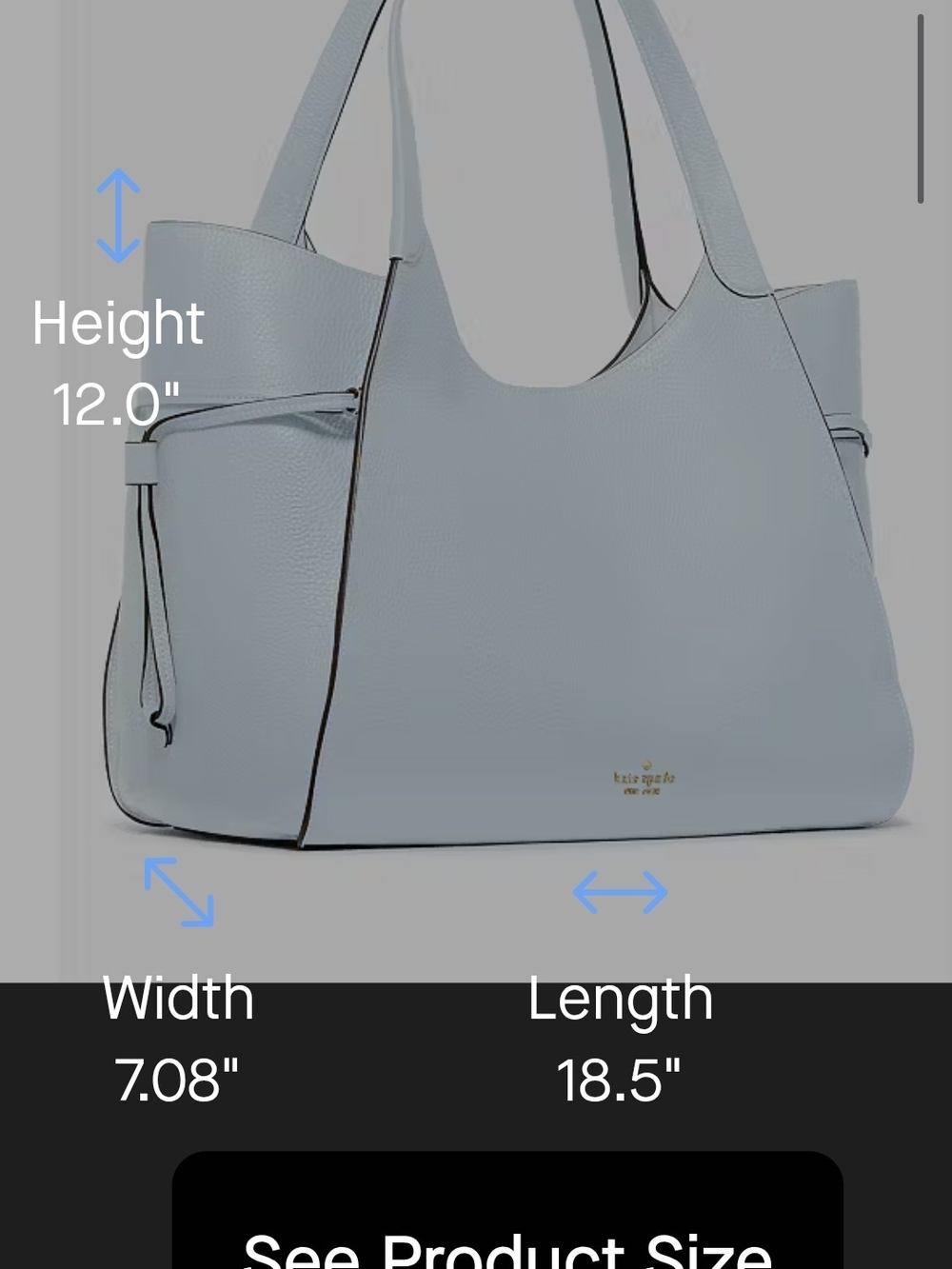 Kate Spade Stash Large Carryall Light Blue Pebbled Leather Tote Crisp Sky